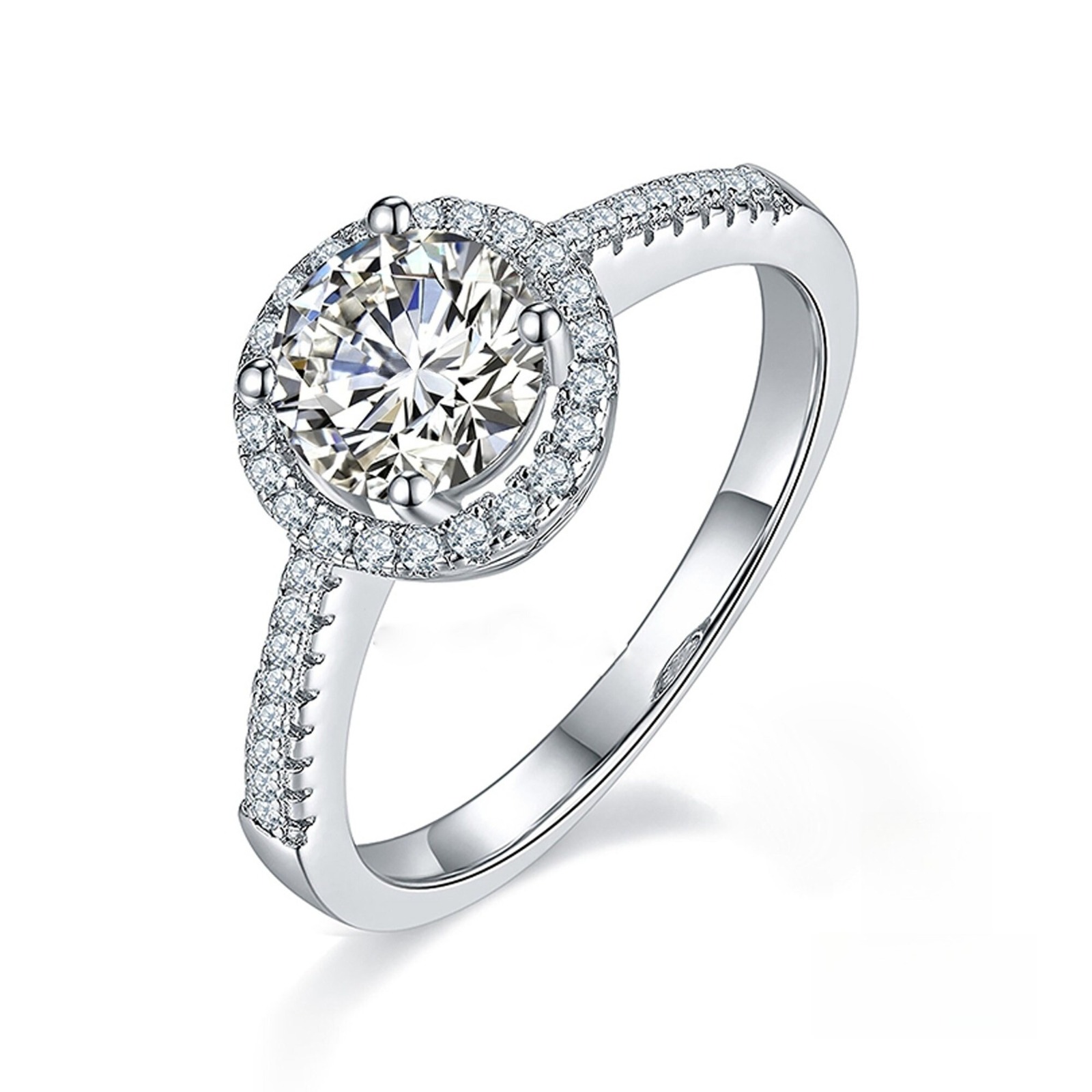 Women's 0.5/1/2 Carat White Synthetic Moissanite Ring in 925 Silver